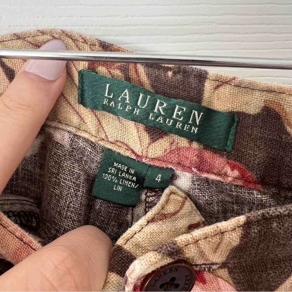 100% Linen Lauren Ralph Lauren Mid-Rise Floral Pants - Women’s Size 4 - Picture 5 of 8